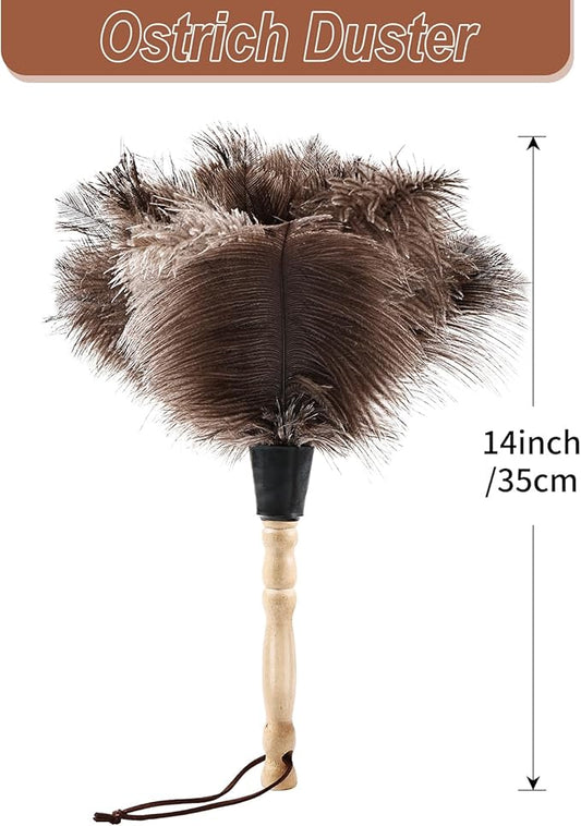 Ostrich Feather Duster 14" Natural Handheld Reusable Feathers Dusters - Image 2