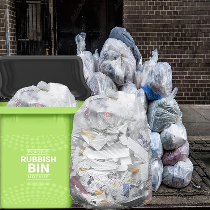 55-60 Gallon Trash Bags, Heavy Duty Clear Plastic Recycling Garbage Bags - Image 7