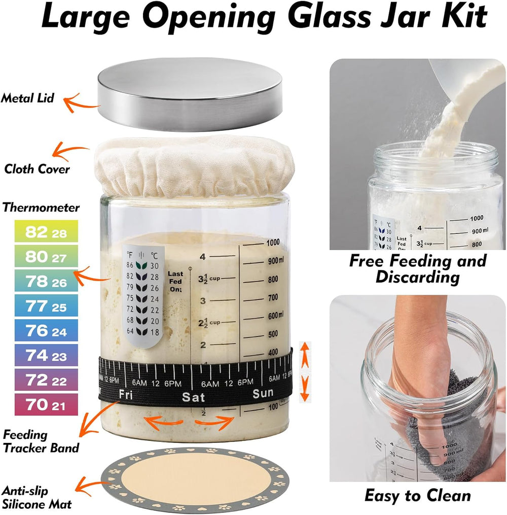 Friheten Sourdough Starter Kit,Sourdough Bread Baking Supplies,40oz Sourdough...