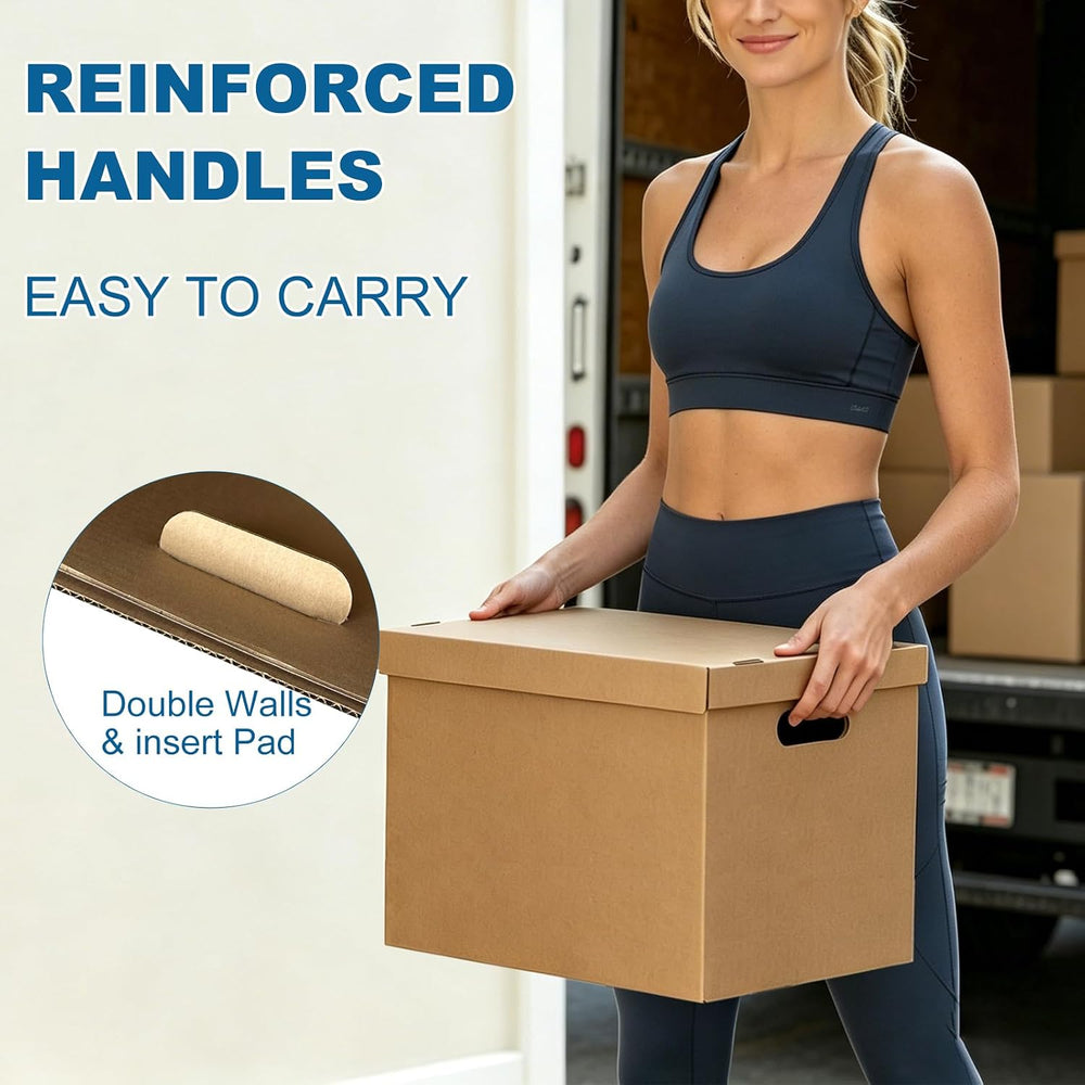 4 Sets Tape-Free Kitchen Moving Boxes 17x12x12" with 2-Layer Dividers