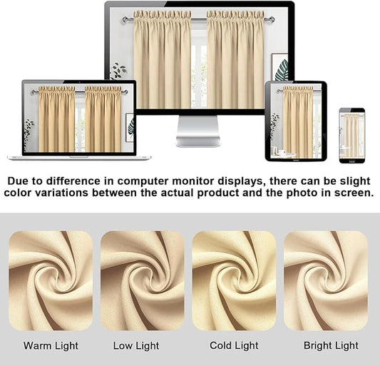 DWCN Beige Curtains for Bedroom Thermal Insulated Room Darkening Drapes for - Image 2