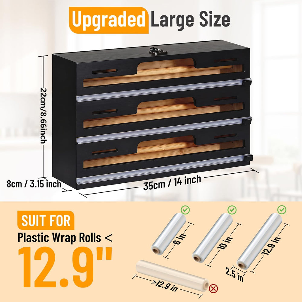 Allinside Magnetic Plastic Wrap Dispenser with Cutter, 3 in 1 Refrigerator Ba...