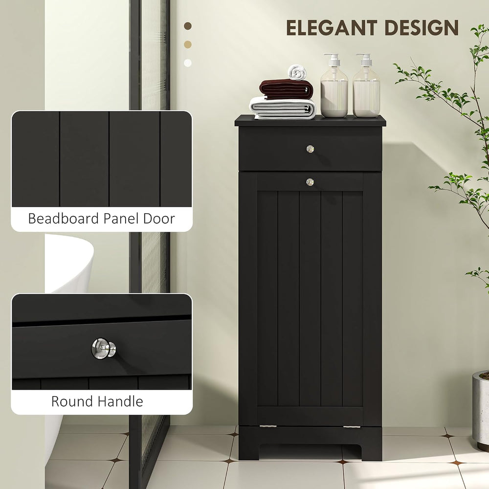 HOMCOM Laundry Cabinet with Removable Basket, Tilt Out Hamper, Black