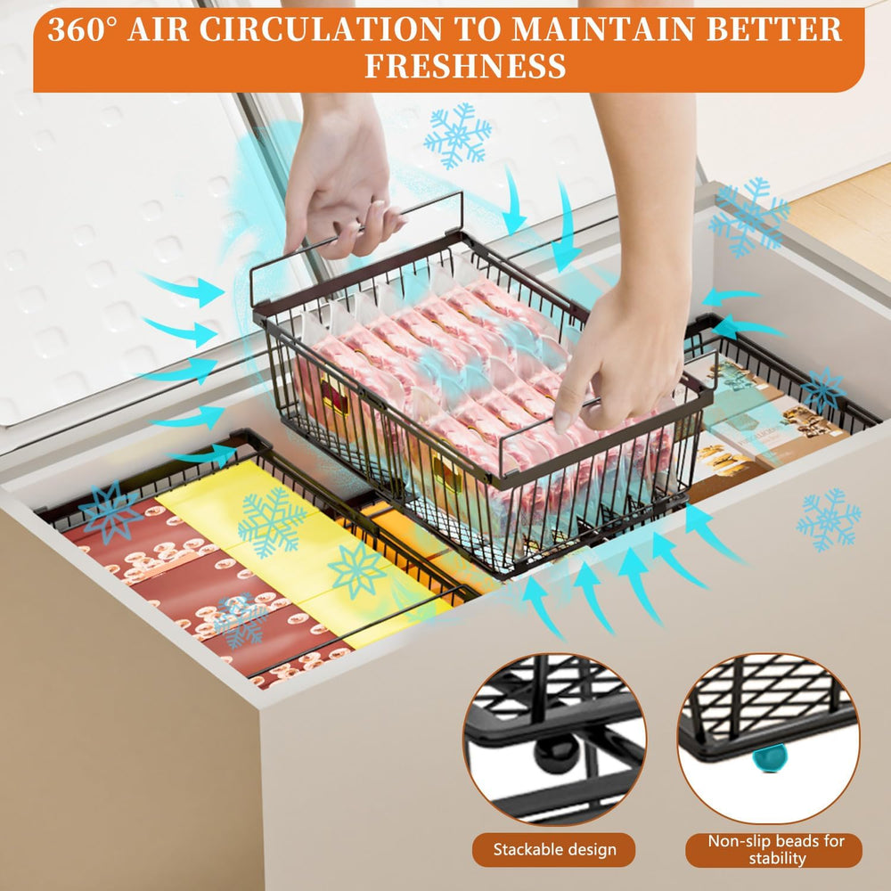 Large Freezer Organizer Bins for 10 to 20 Cu.Ft,Leak-Proof Bottom,4 Pack