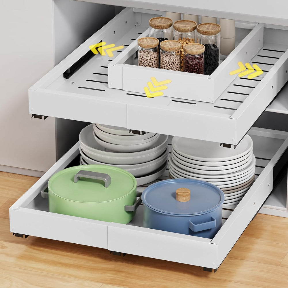 2 Pack Pull Out Cabinet Organizer, Expandable Width (11.4"-18.9") D...
