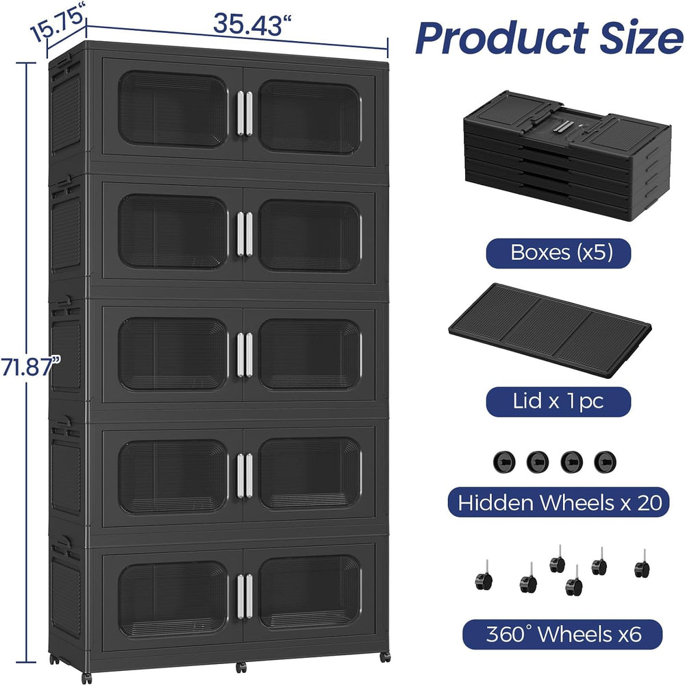 250Gal Extra Large Stackable Storage Bins with Lid & Wheels & Doors, ...