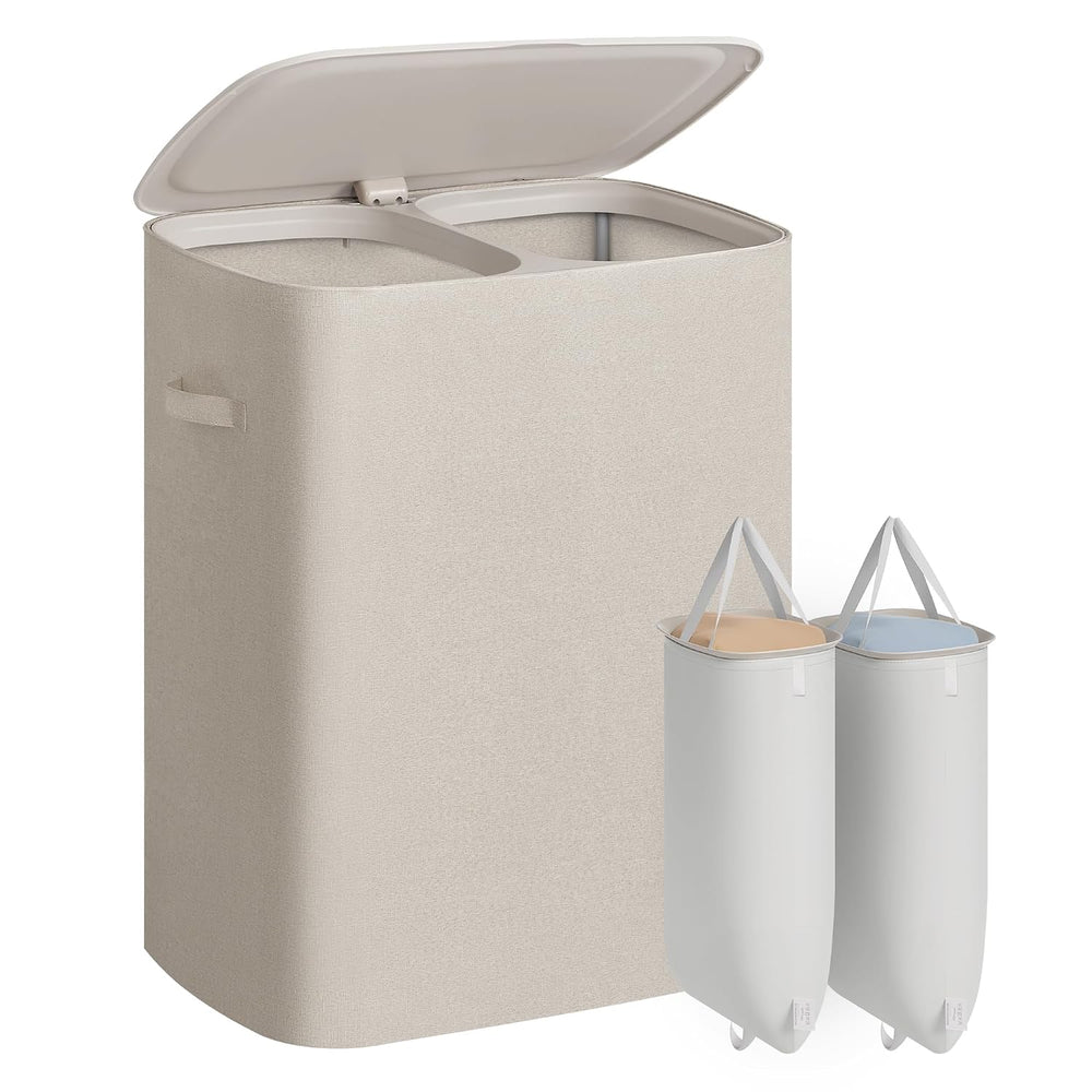 SONGMICS Laundry Hamper with Lid, 160L Double Laundry Basket, Steel Frame
