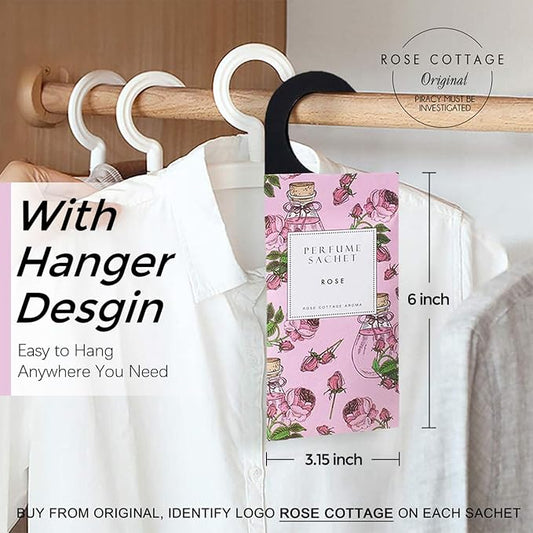 ROSE COTTAGE Large 12 Packs Rose Hanging Closet Deodorizer Air Freshener Long - Image 2