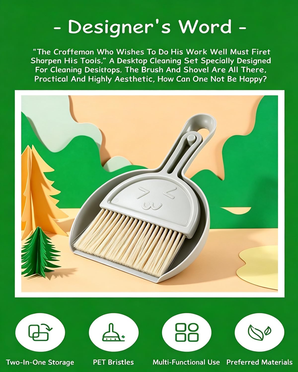 Mini Desktop Broom and Dustpan Set, Portable Table Cleaning Tool, Small Sweep Broom Combo for Desk, Home, School LCC2797-01