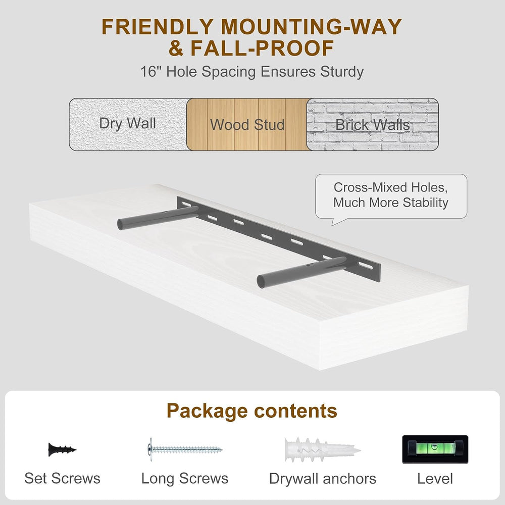 Fun Memories Floating Shelves for Wall, 20Inch Floating Shelves Set of 2, Han...