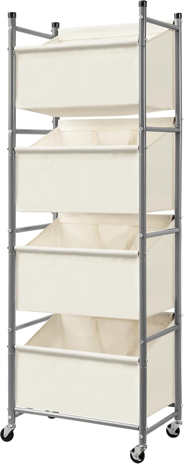 180L 4-Tier Rolling Laundry Hamper with Easy Access Removable Bag, Vertical L...