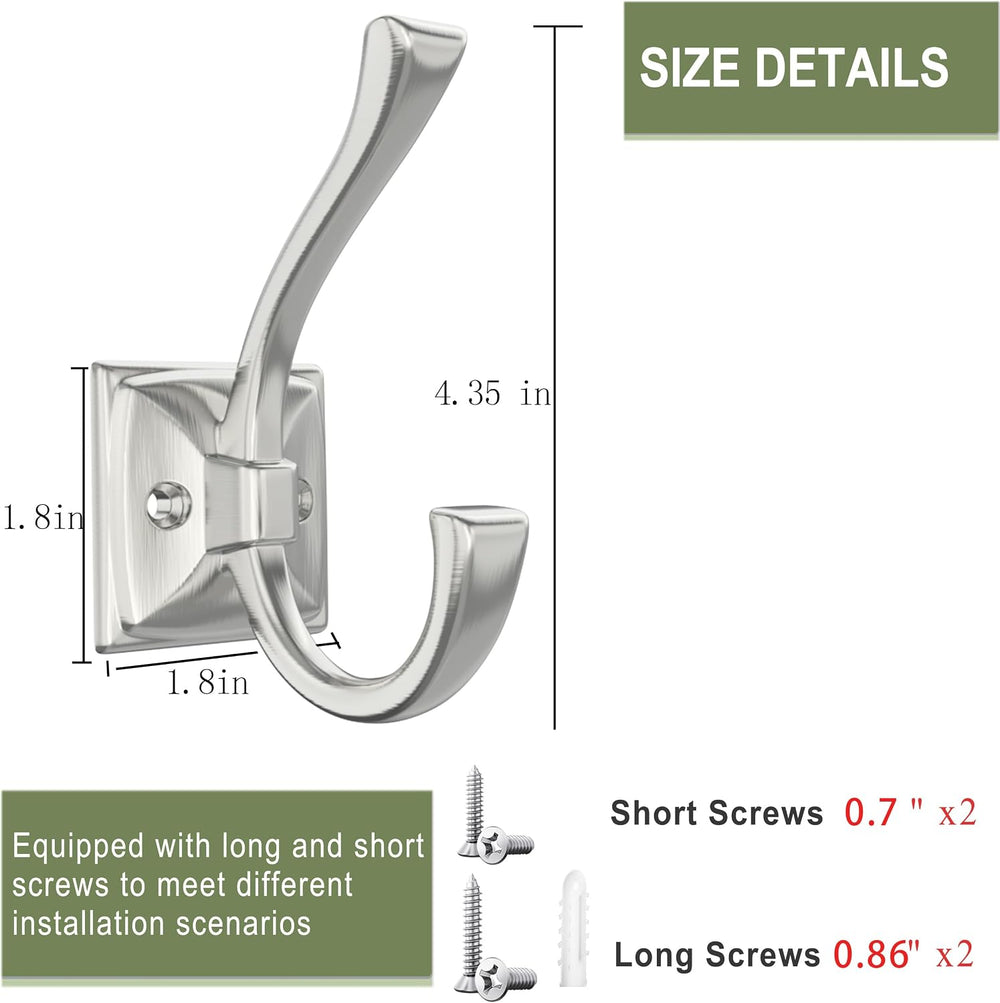 TOFIIGREM 8 Pack Brushed Nickel Towel Robe Hooks, Coat Hooks for Wall Hanging...