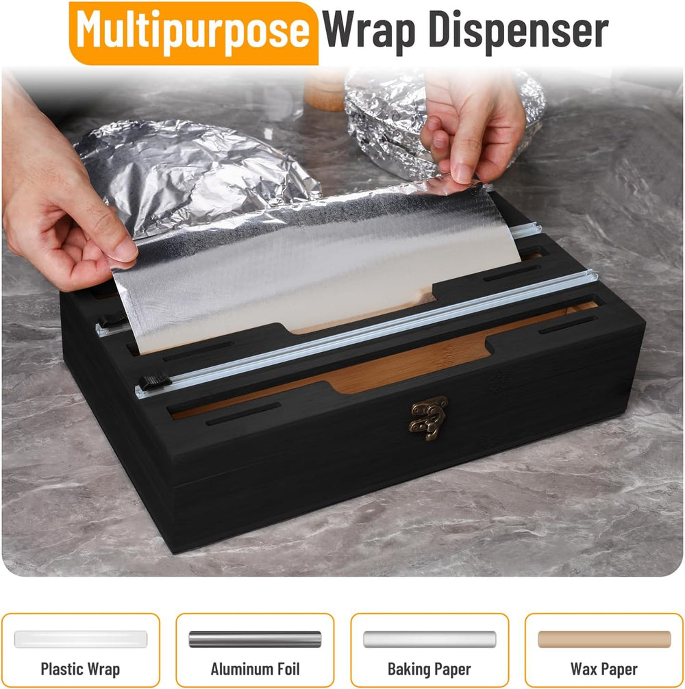 Allinside Magnetic Plastic Wrap Dispenser with Cutter, 3 in 1 Refrigerator Ba...