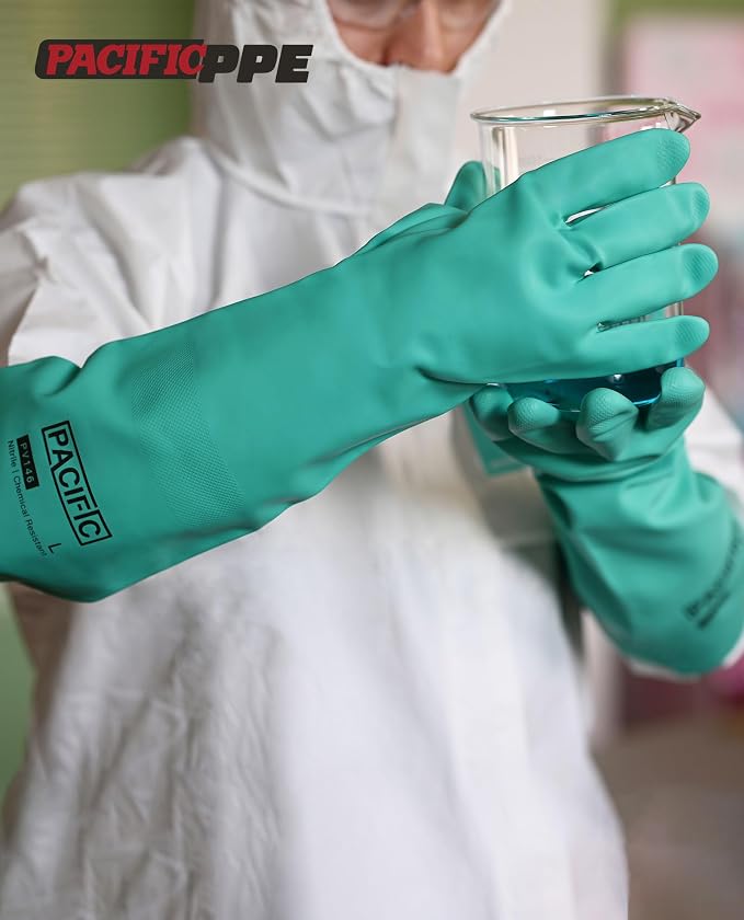 PACIFIC PPE 2 Pairs Chemical Resistant Nitrile Gloves, Resist Household Acid - Image 8