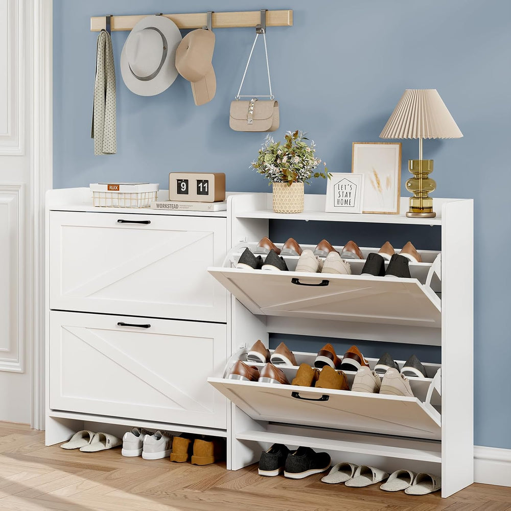 Lomojo Shoe Cabinet Storage for Entryway, Hidden Shoes Storage Cabinet with 2...