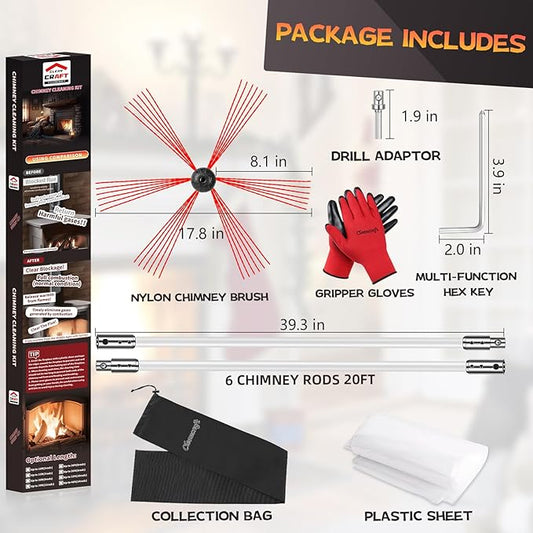 20 Feet Chimney Sweep Kit, Chimney Cleaning Kit - Image 2