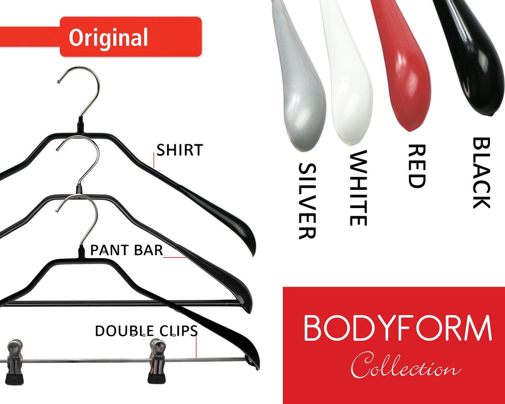 Mawa by Reston Lloyd BodyForm Series Non-Slip Space-Saving Clothes Hanger wit...