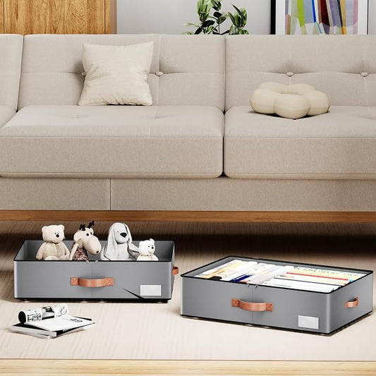 Under bed Storage With Wheels, Large Capacity 7.5 inches Height Storage Bins - Image 2
