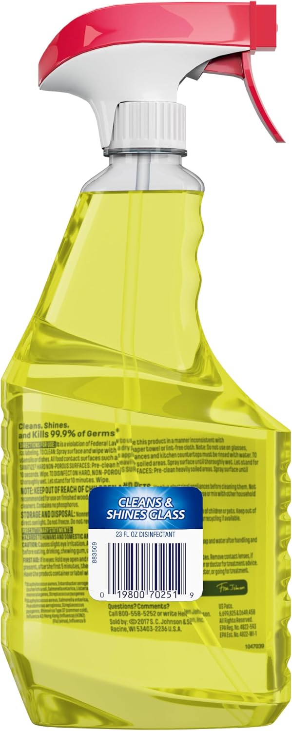 Windex Multipurpose Cleaner Disinfectant Spray Bottle, Fast Clean Surface Cleaner, Citrus Scent, 23 Fl oz