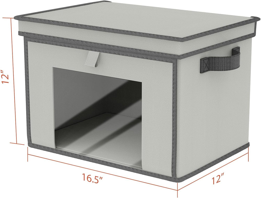 Univivi Front Opening Storage Bins with Lids for Home, Gray, 4 Pack
