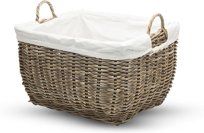 KOUBOO Rectangular Rattan Laundry Basket with Removable Liner, Gray Brown