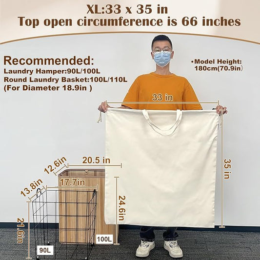 Canvas Laundry Bag 33"x 35", Thick Cotton Laundry Bag - Image 2
