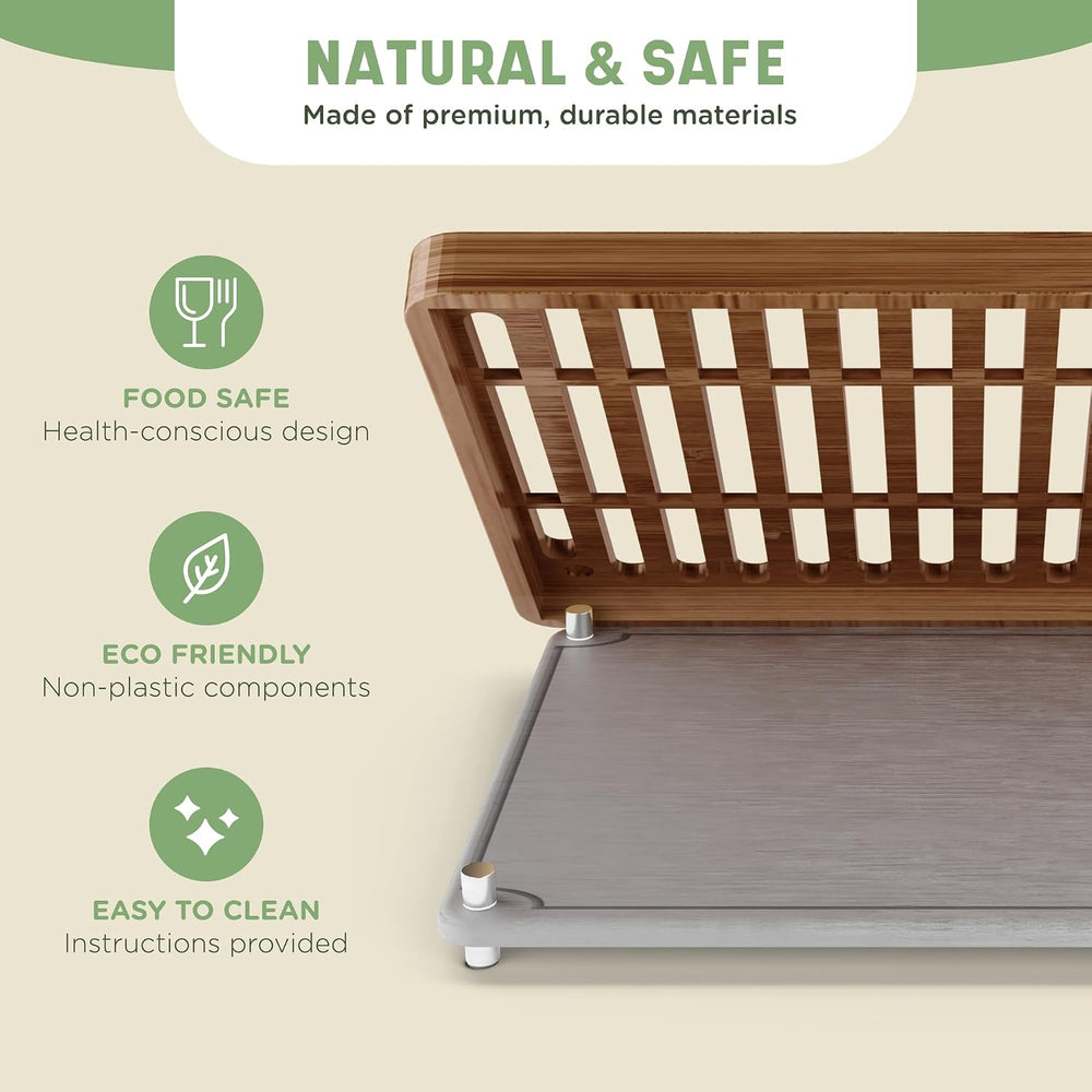 NIUM Stone Drying Mat for Kitchen Counter & Bamboo Rack - 16″x12″