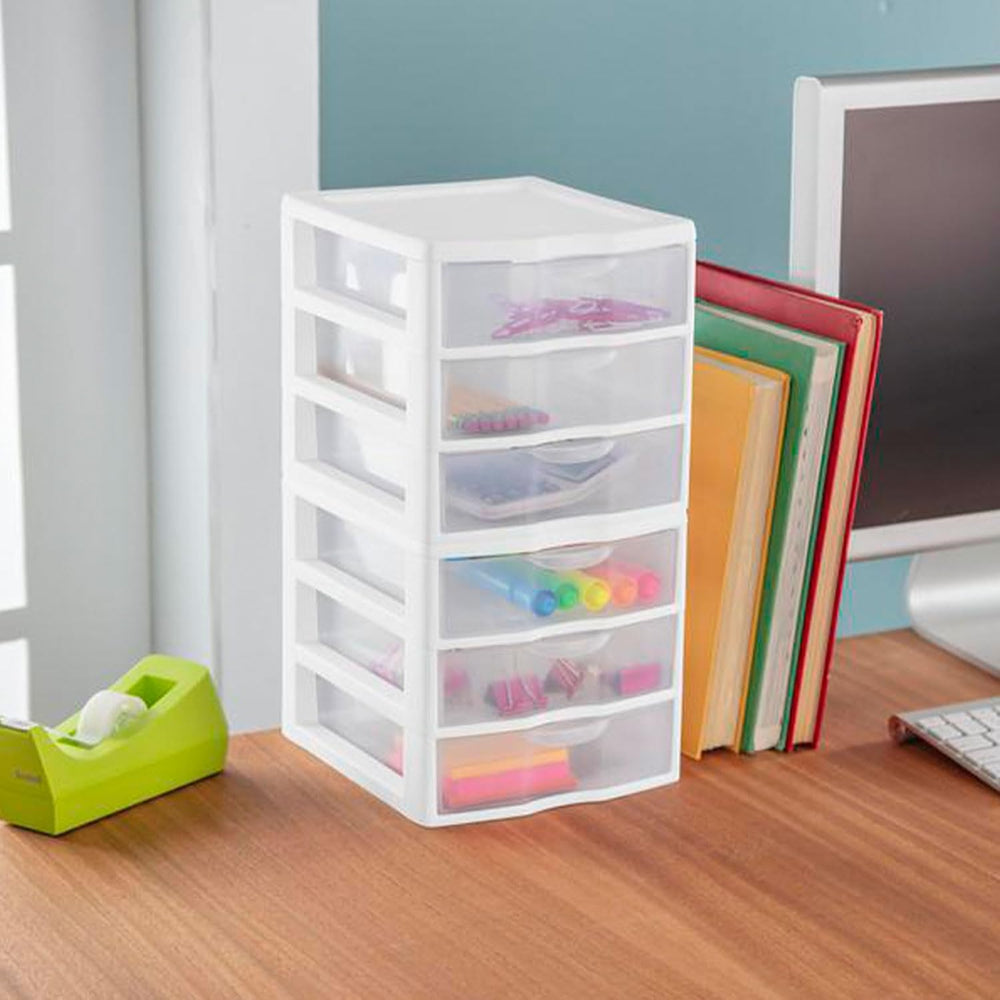 Sterilite Clearview Plastic Multipurpose Small 3 Drawer Desktop Storage Organ...