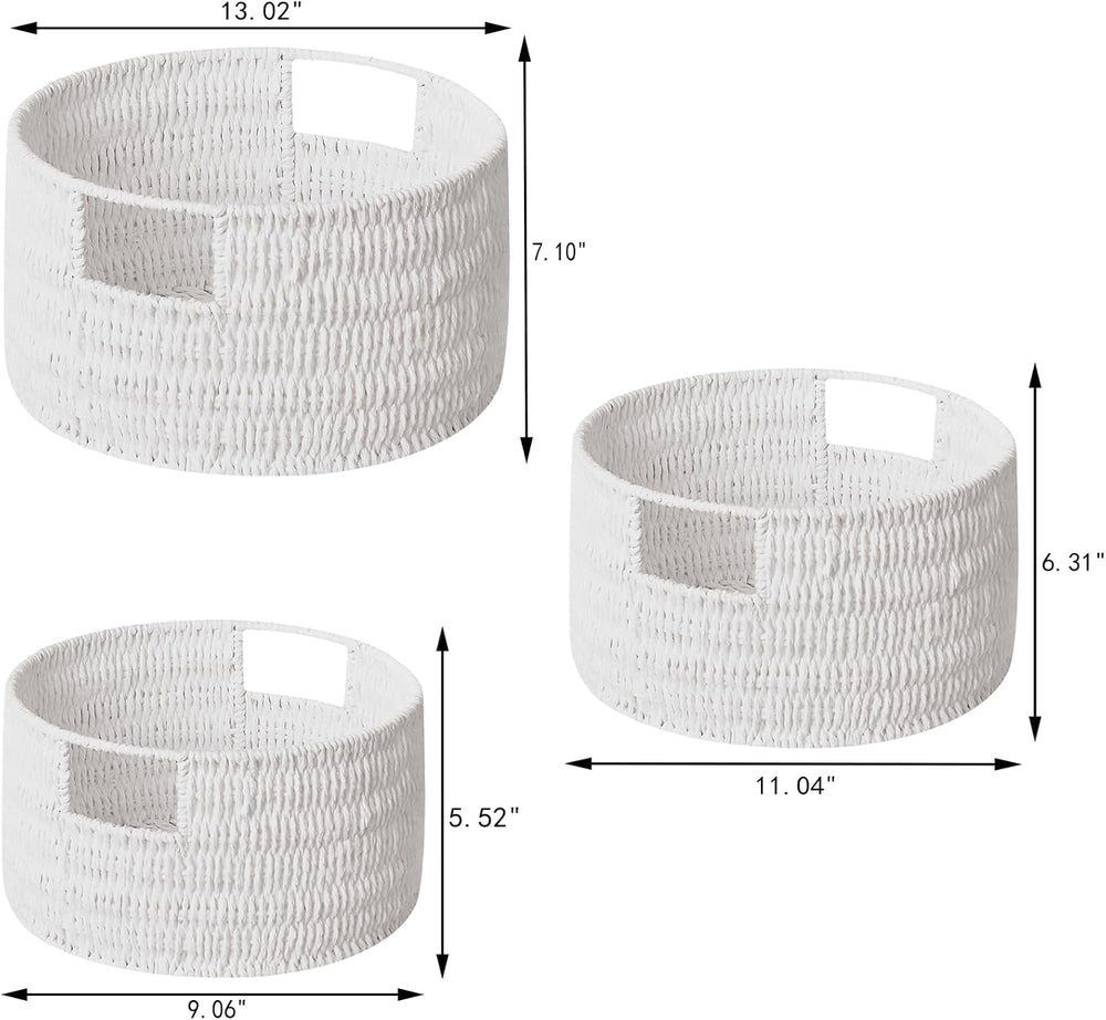 Vagusicc Wicker Storage Basket, Hand-Woven Paper Rope Large Round Woven Baske...