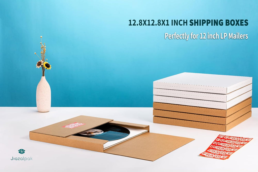 12-inch Vinyl Record Shipping Boxes, 12.8x12.8x1 inch, 25-Pack