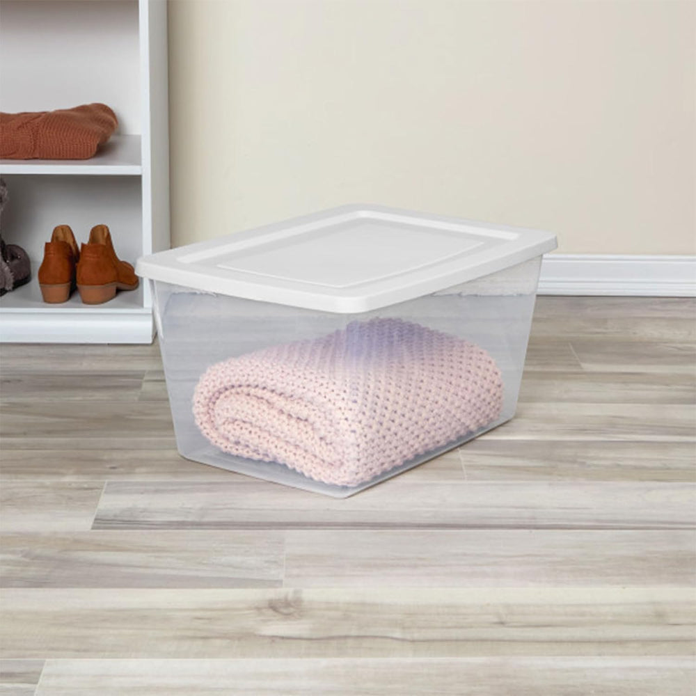 Sterilite Clear Storage Box Stackable Tote, 58 Quart, 32-Pack