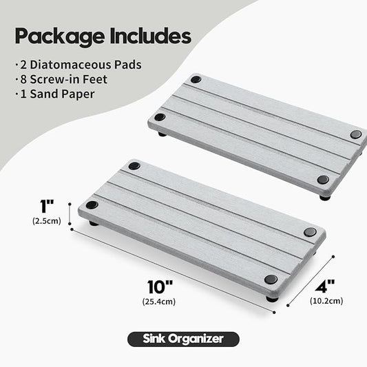 2 Pack Fast Drying Water Absorbing Diatomite Stone Mat Tray - Image 2