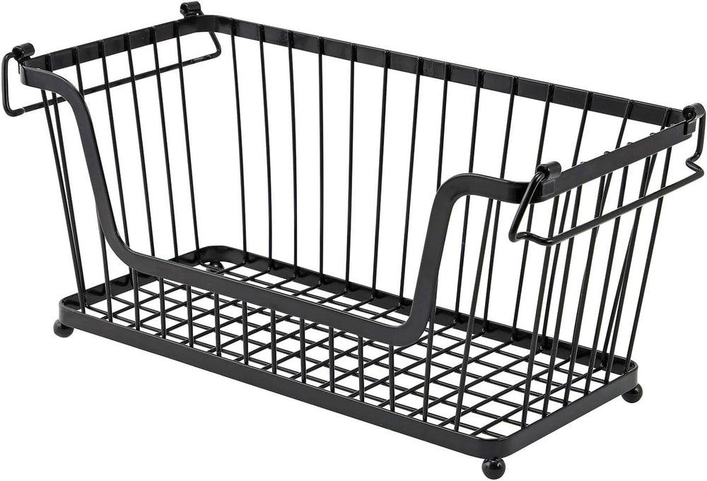 Taylor & Brown Set of 3 Black Storage Stacking Wire Basket Stackable Shel...