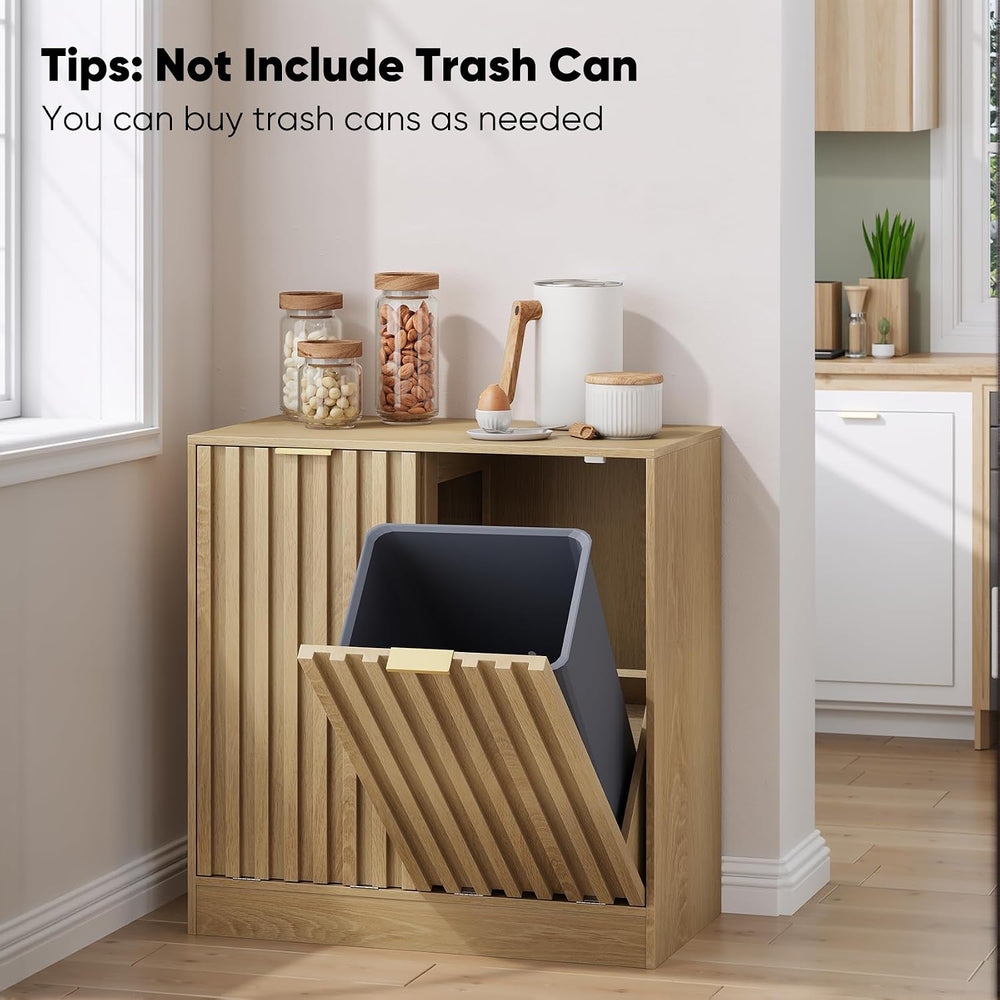 Smuxee Double Tilt Out Laundry Hamper Cabinet, Hidden Laundry Cabinet with Do...