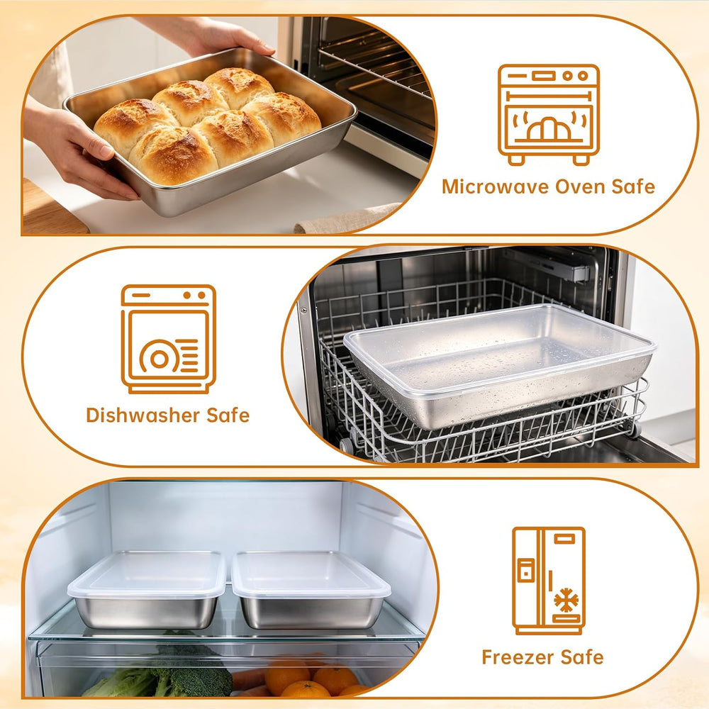 2 Pack Pizza Dough Proofing Box, 6L Large Capacity Stainless Steel Food Stora...