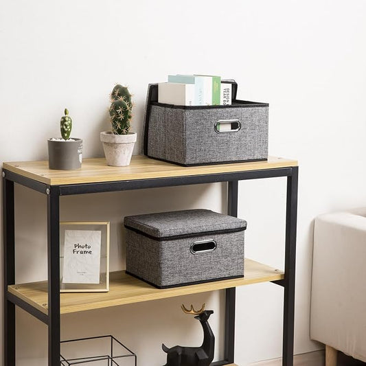 PRANDOM Storage Bins with Lids Linen Fabric Foldable Storage Boxes Organizer - Image 2