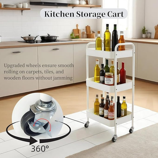 Metal 3 Tier Rolling Cart with Wheels - Image 2