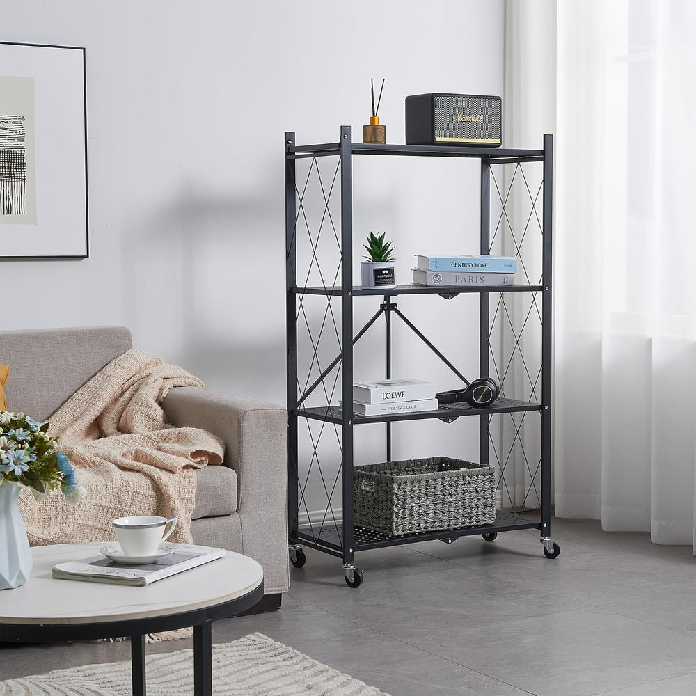 BRIAN & DANY Metal Storage Shelves - 4 Tier Shelving Unit, Folding Displa...