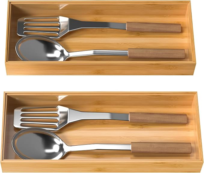 Bamboo Drawer Organizer, Stackable Utensil Organizer - Image 7