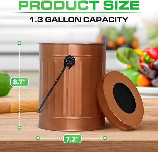 Plexon Countertop Compost Bin Kitchen Indoor, - Image 2