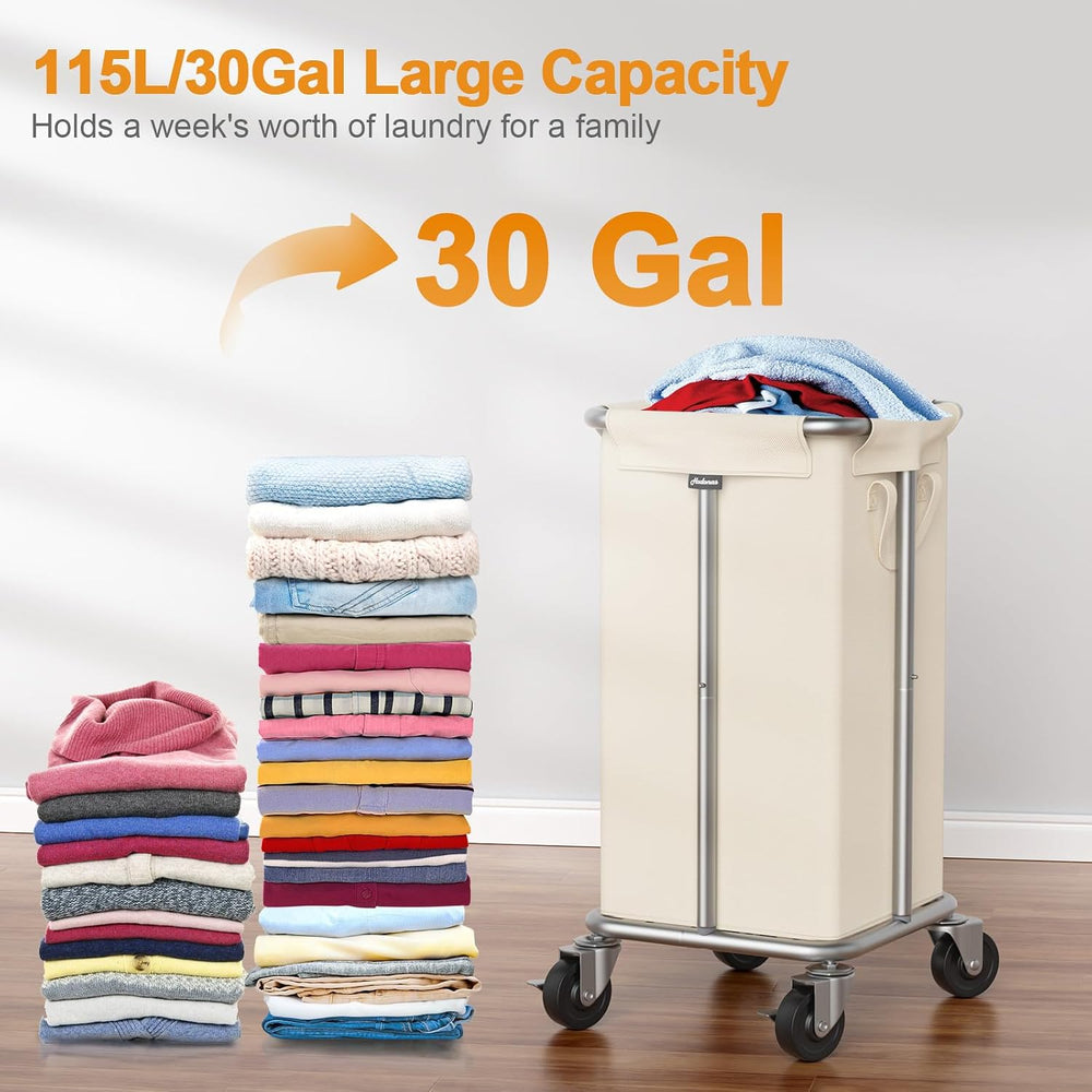 Hodonas Laundry Basket with Wheels, 115L Rolling Laundry Hamper Large Dirty C...