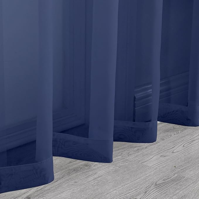 Chyhomenyc Sheer Royal Blue Curtains 90 inches Long 2 Panels, Light Filtering - Image 7