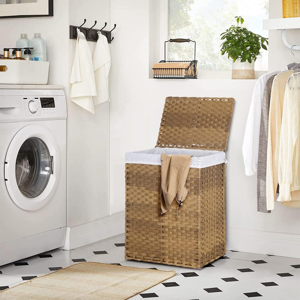 Paylesshere Laundry Basket Handwoven Laundry Hamper 90L/110L Foldable Rattan ...