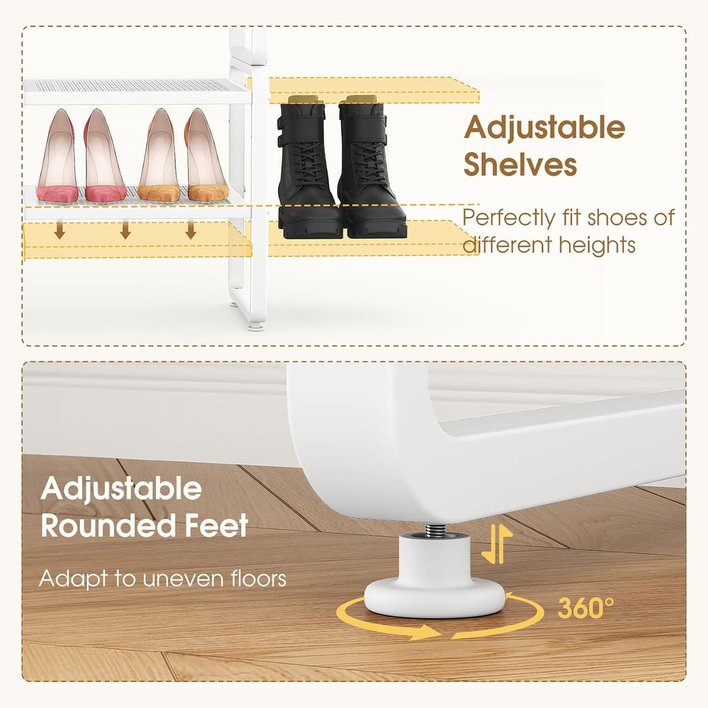 SAYZH Expandable Shoe Rack for Closet, Adjustable Metal Shoe Organizer with S...