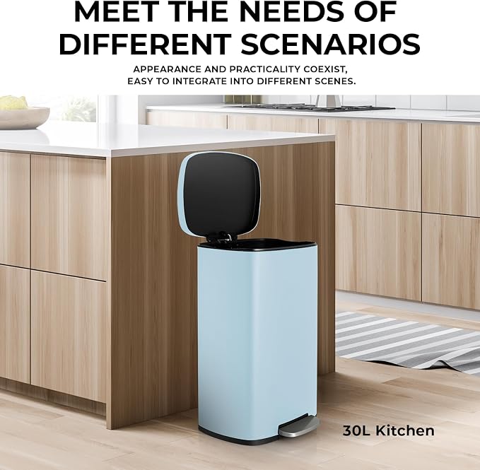 8 Gal Kitchen Trash Can, 30L Recycling or Garbage Bin, Brushed Stainless Steel - Image 8