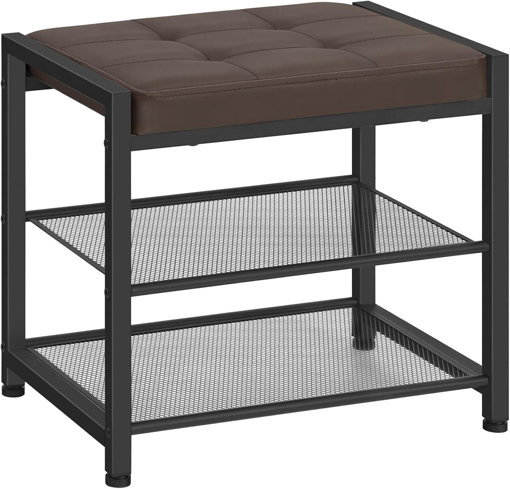HOOBRO Small Shoe Bench, 3-Tier Shoe Rack, Shoe Storage Bench
