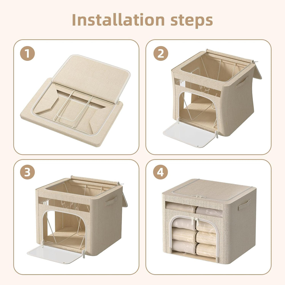 FHSQX 6 Pack Foldable Storage Bins for Clothes Clothes Storage Bins with Meta...