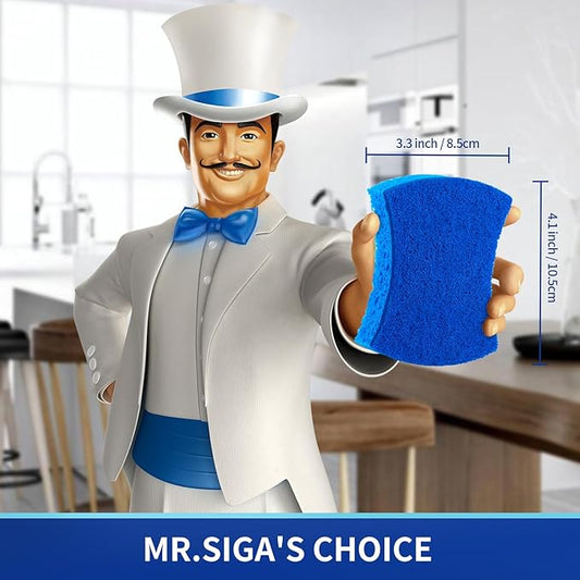 MR.SIGA Non-Scratch Cellulose Scrub Sponge, Dual-Sided Dishwashing Sponge - Image 2