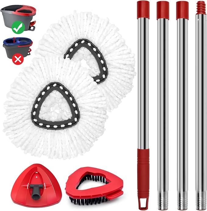 Spin Mop Handle Mop Heads Mop Base Mop Scruby Brush Replacement Sets Combo - Image 9