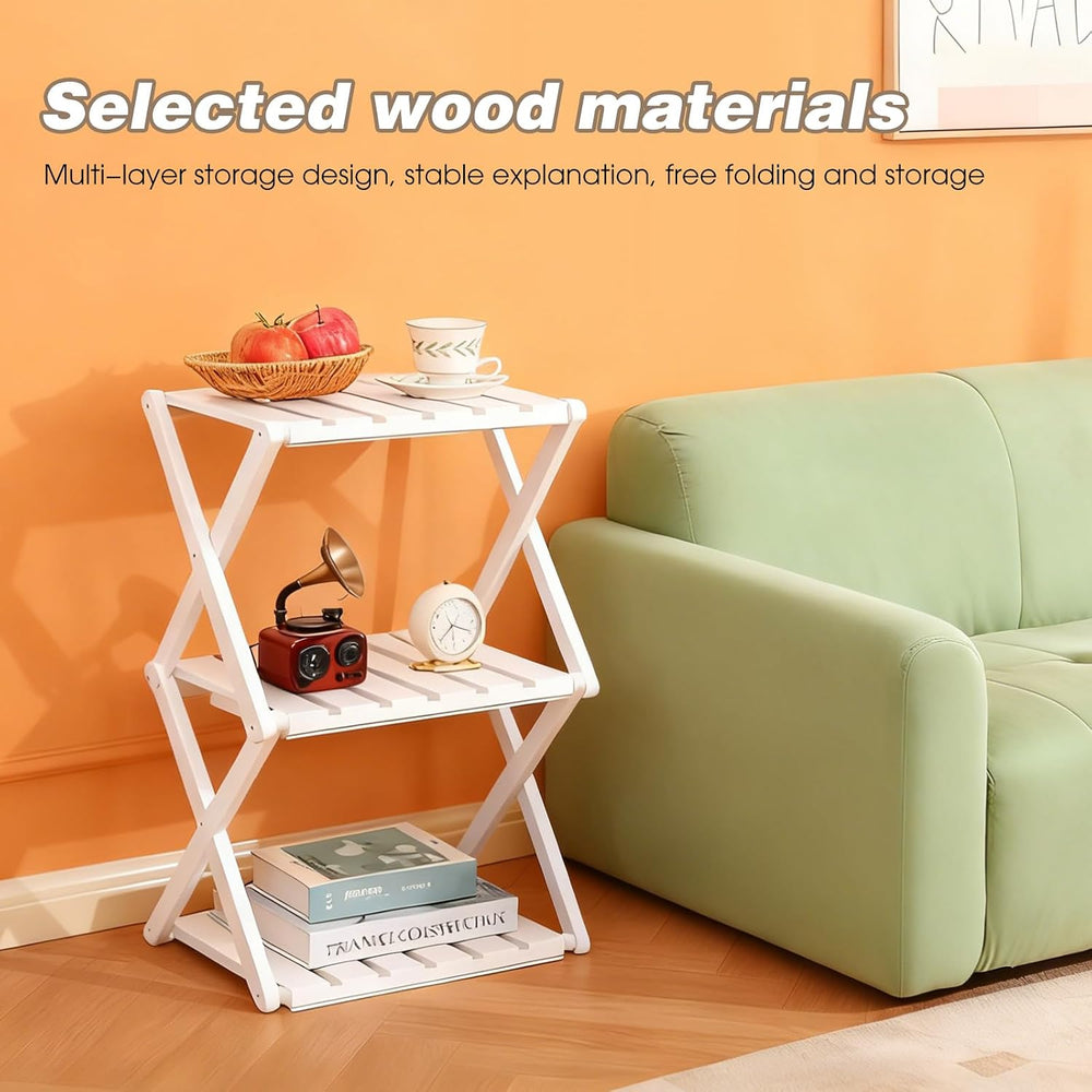 3 Tier Portable Folding Shoe Storage Rack Natural Bamboo Vertical Shoe Rack f...